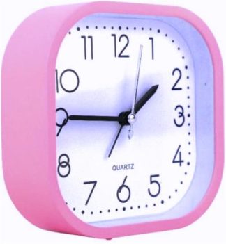 Casey Bedside Square Alarm Clock 12cm Pink