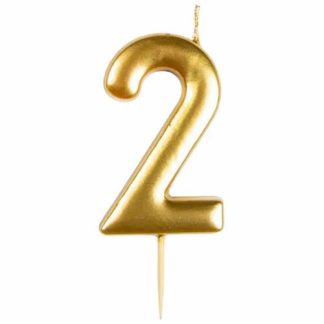 Casey 10cm Gold Numerical Birthday Candle Nr.2 Retail