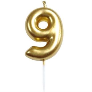 Casey 10cm Gold Numerical Birthday Candle Nr.9 Retail