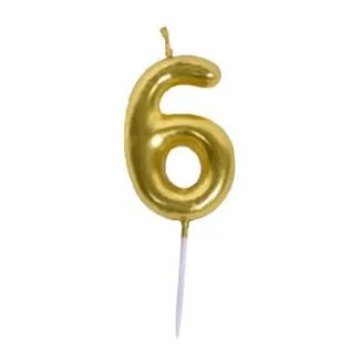 Casey 10cm Gold Numerical Birthday Candle Nr.6 Retail