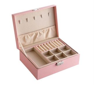 CASEY PINK LEATHER JEWELLERY STORAGE BOX