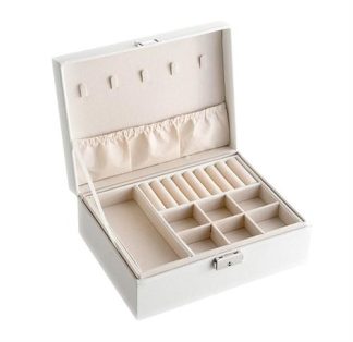 CASEY WHITE LEATHER JEWELERY STORAGE BOX