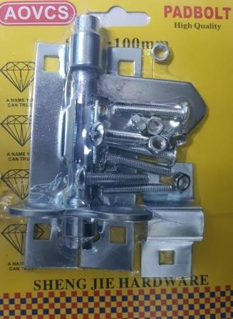 NOBLE LOCKABLE PAD BOLT LOCK 100MM ZINC