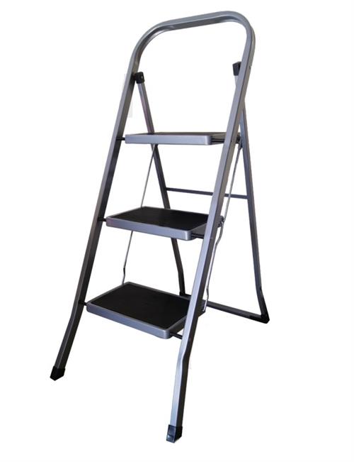 Totally Folding 3 Step Ladder Silver With Black Accents