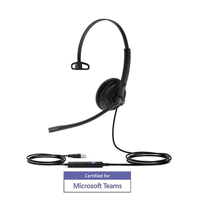 Yealink UH34 Mono USB-A Headset with leatherette ear cushions, MS Teams certified