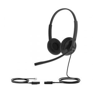 Yealink YHS34 Professional Dual Call Centre Headset with leatherette ear cushions, RJ-9 and QD Connection