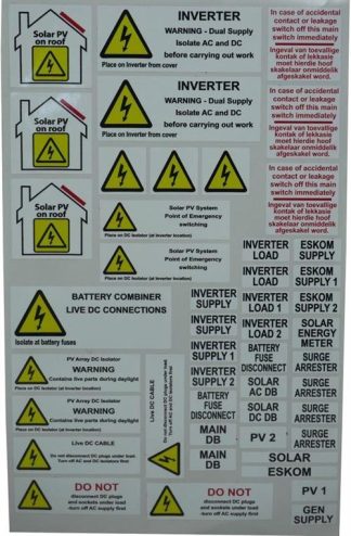 Solarix Hazard And Warning Installation Labels