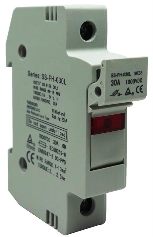 Solarix Rail Mount 1 Pole DC Fuse Holder With LED Indicator